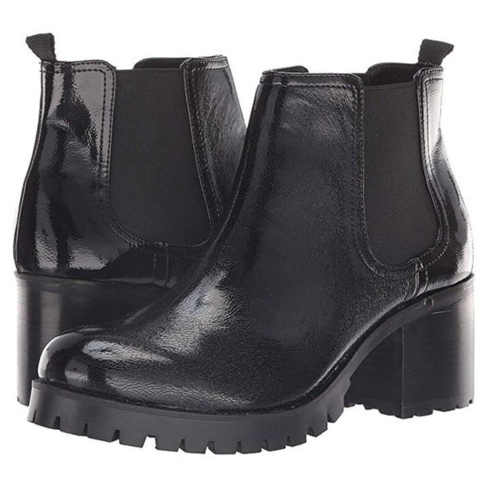 JANE AND THE SHOE Lena Black Patent Women's Chelsea Ankle Boots